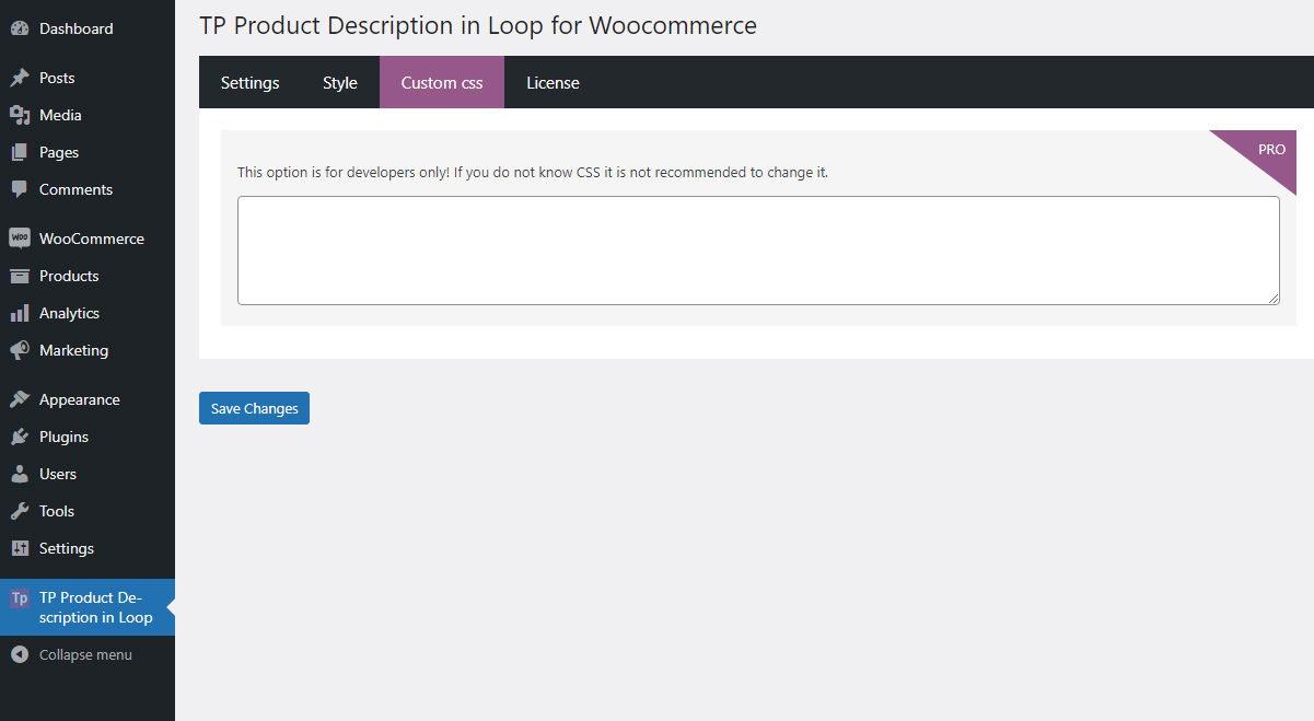 TP Product Description in Loop for Woocommerce
